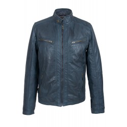 Heren Leren jas 4073 blauw Heren Leren jas 4073 blauw